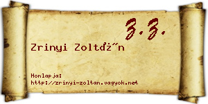 Zrinyi Zoltán névjegykártya