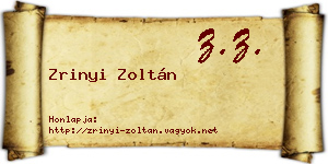 Zrinyi Zoltán névjegykártya